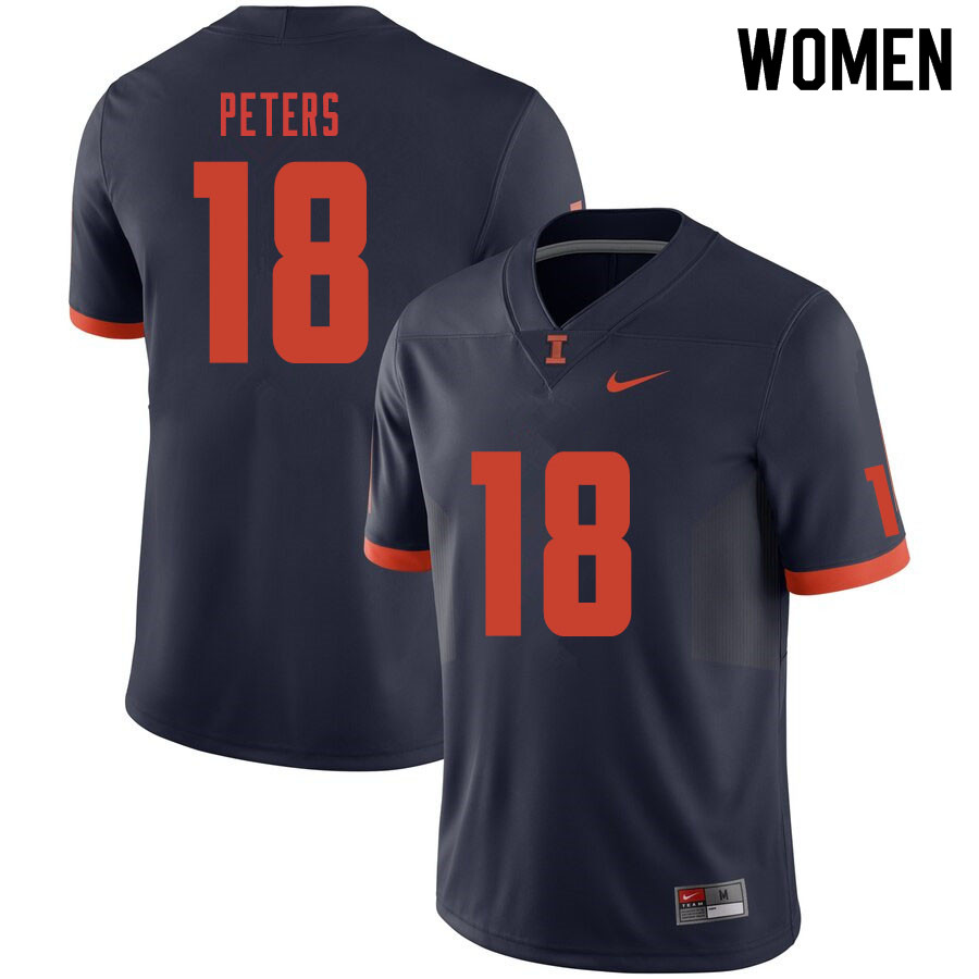 Women #18 Brandon Peters Illinois Fighting Illini College Football Jerseys Sale-Navy